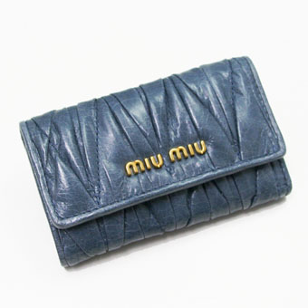 MIUMIU ミュウミュウ 財布 コピー MATELASSE LUX キーケース AVIO ブルーグレー 5M0222 QI9 154